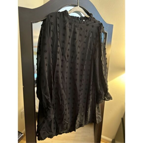 NEW Swiss Dot Mini Dresses Loose Chiffon Short Dress L - Picture 4 of 5